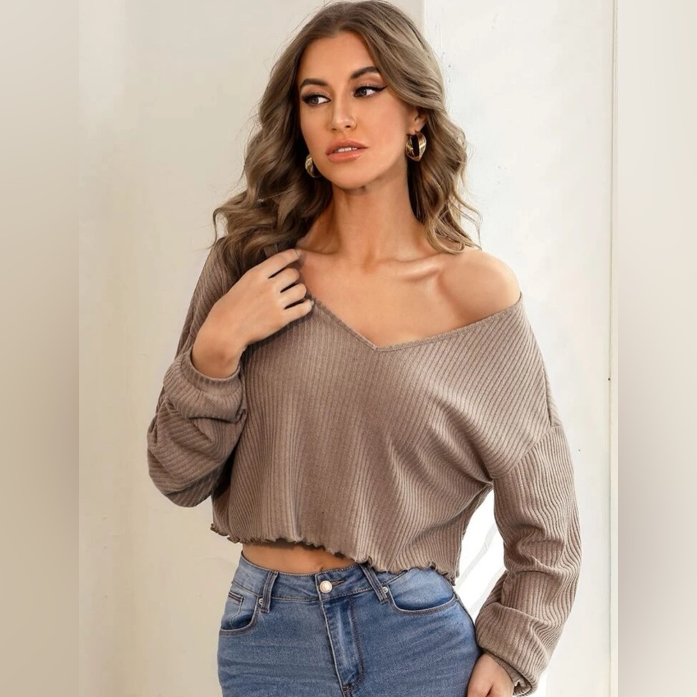 Long Sleeve Off The Shoulder SHEIN Shirt